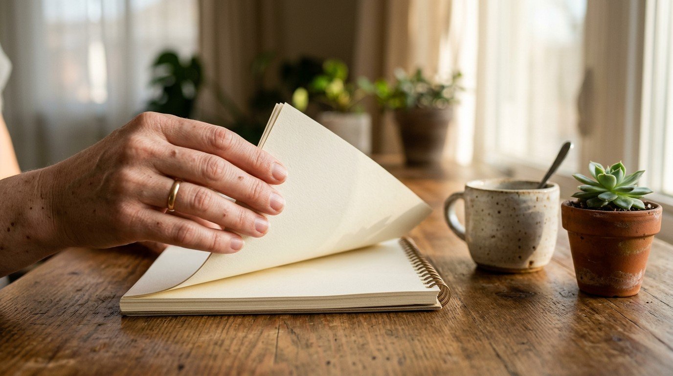 A hand turning a calendar page slowly, representing the timeline of prozac brain fog recovery.