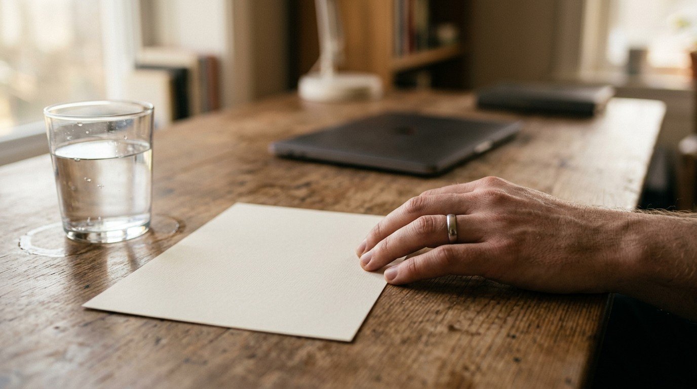 A close up of a hand near a document, illustrating the confusion of thyroid brain fog.